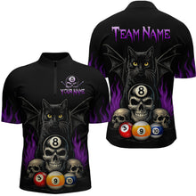 Load image into Gallery viewer, Personalized Name Bat Cat Billards Men Quarter-Zip Shirts Custom Team Name Billiard Shirt Design YYD0014