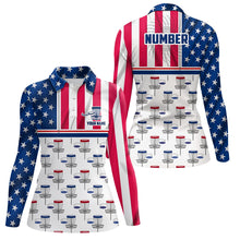Load image into Gallery viewer, Disc Golf American Flag Womens Disc Golf Polo Shirt Custom Name And Number Disc Golf Gifts For Men YYD0023