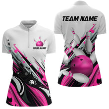 Load image into Gallery viewer, Bowling Quarter Zip Shirts For Women Custom Name Bowling Ball Energy Art Team Jersey Shirt YYD0066