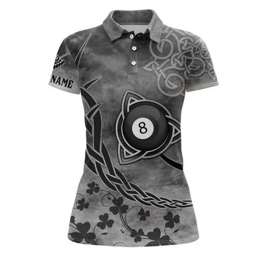 Billiard Celtic Irish Shamrock Polo Shirts For Women Custom Name Billiard Shirt Design YYD0027