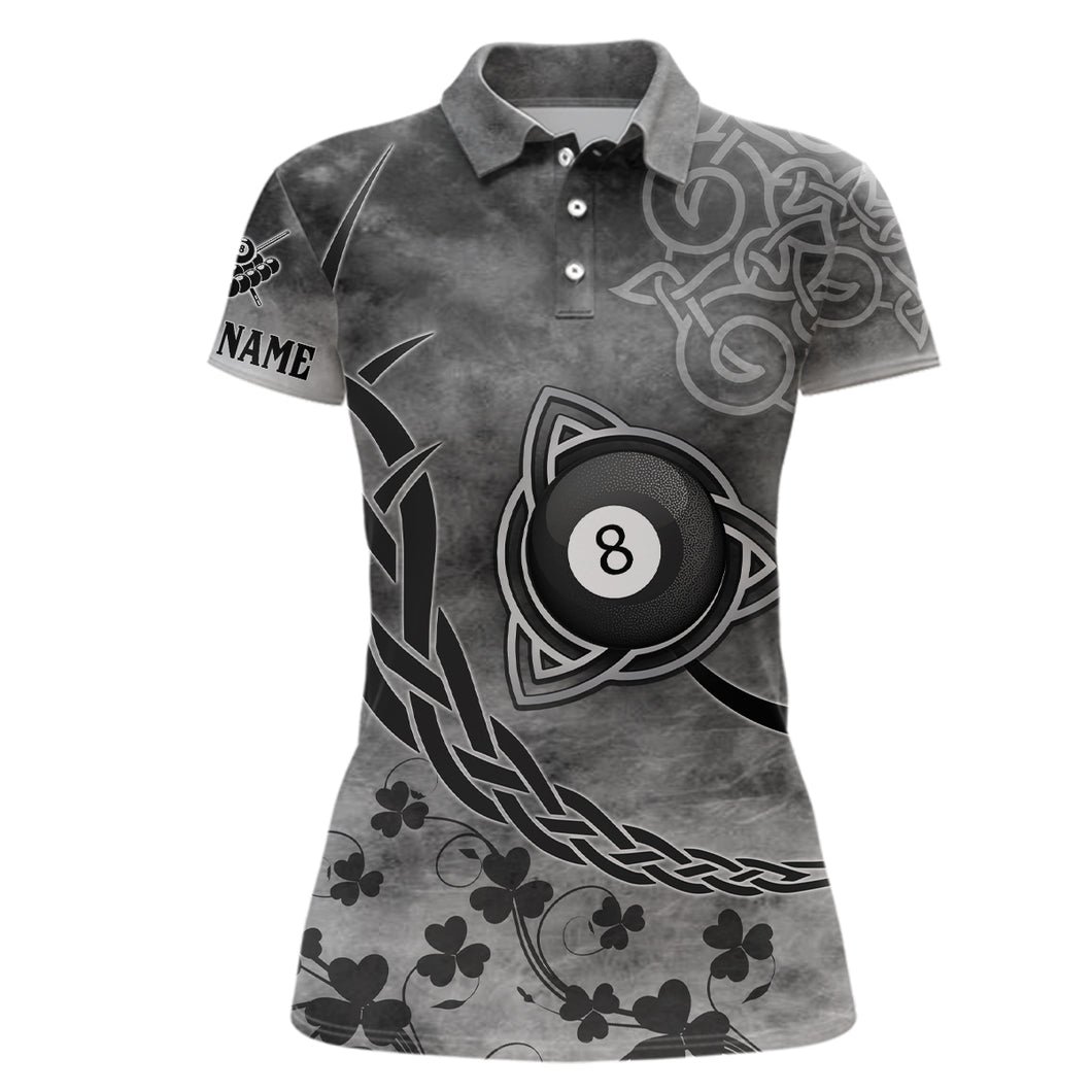 Billiard Celtic Irish Shamrock Polo Shirts For Women Custom Name Billiard Shirt Design YYD0027