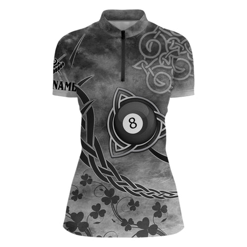 Billiard Celtic Irish Shamrock Women Quarter-Zip Shirts Custom Name Billiard Shirt Design YYD0027