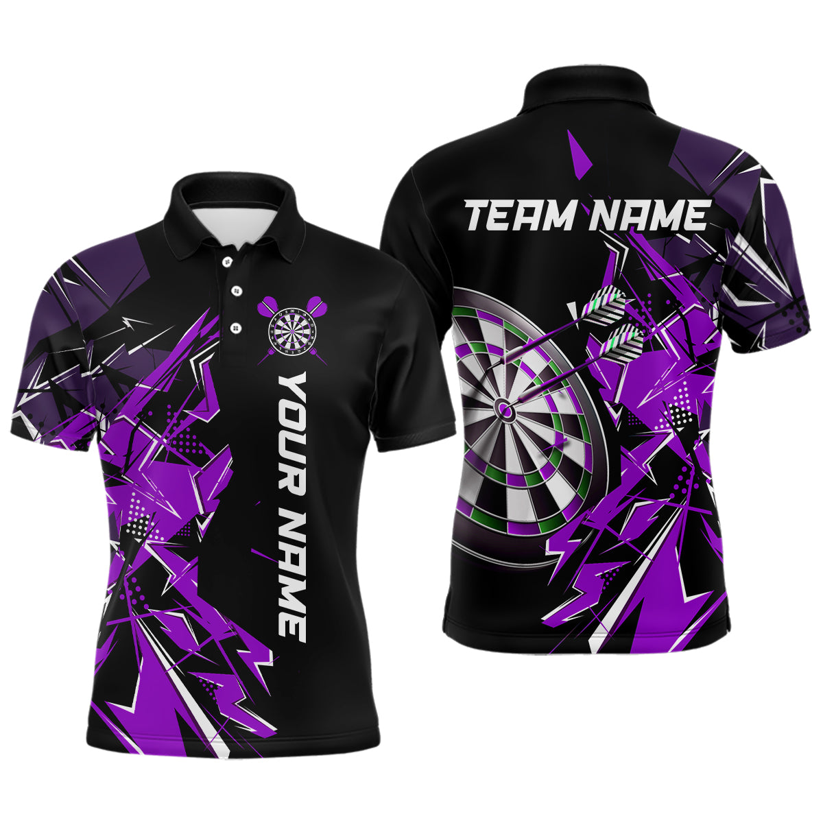 Black White Polo Shirts Custom Name Patriotic Dart Shirts For Men Dart Jerseys | Blue - Purple - Red  YYD0067