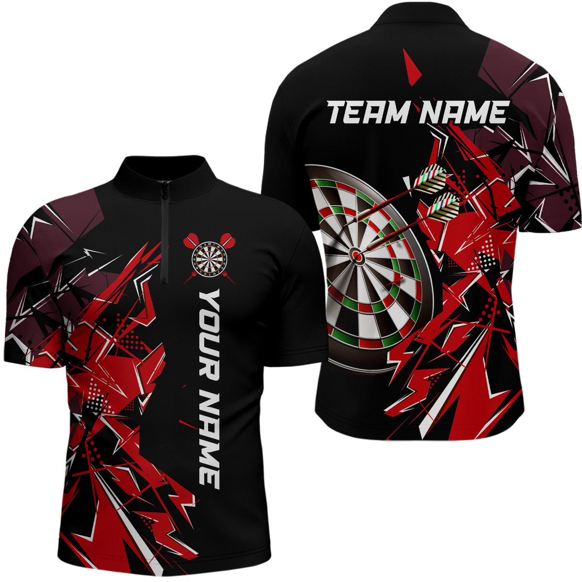 Black White Quarter-Zip Shirt Custom Name Patriotic Darts Shirt For Men Dart Jerseys | Blue - Purple - Red  YYD0067