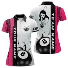 Load image into Gallery viewer, Ball 8 Grunge Ink Style Billiard Polo Shirts For Women Custom Name Billiard Shirt Colors YYD0069