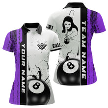 Load image into Gallery viewer, Ball 8 Grunge Ink Style Billiard Polo Shirts For Women Custom Name Billiard Shirt Colors YYD0069
