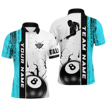 Load image into Gallery viewer, Ball 8 Grunge Ink Style Billiard Polo Shirts For Men Custom Name Billiard Shirt Colors YYD0069