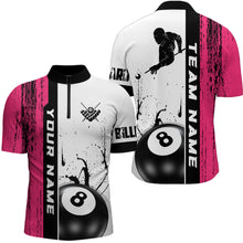 Load image into Gallery viewer, Ball 8 Grunge Ink Style Billiard Men Quarter-Zip Shirts Custom Name Billiard Shirt Colors YYD0069