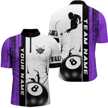 Load image into Gallery viewer, Ball 8 Grunge Ink Style Billiard Men Quarter-Zip Shirts Custom Name Billiard Shirt Colors YYD0069