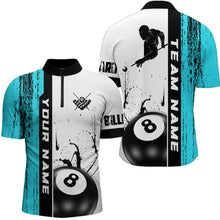 Load image into Gallery viewer, Ball 8 Grunge Ink Style Billiard Men Quarter-Zip Shirts Custom Name Billiard Shirt Colors YYD0069