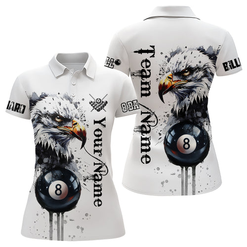 Eagle Pool 8 Ball Watercolor Billiard Polo Shirts For Women Custom Name Billiard Shirt Design YYD0070