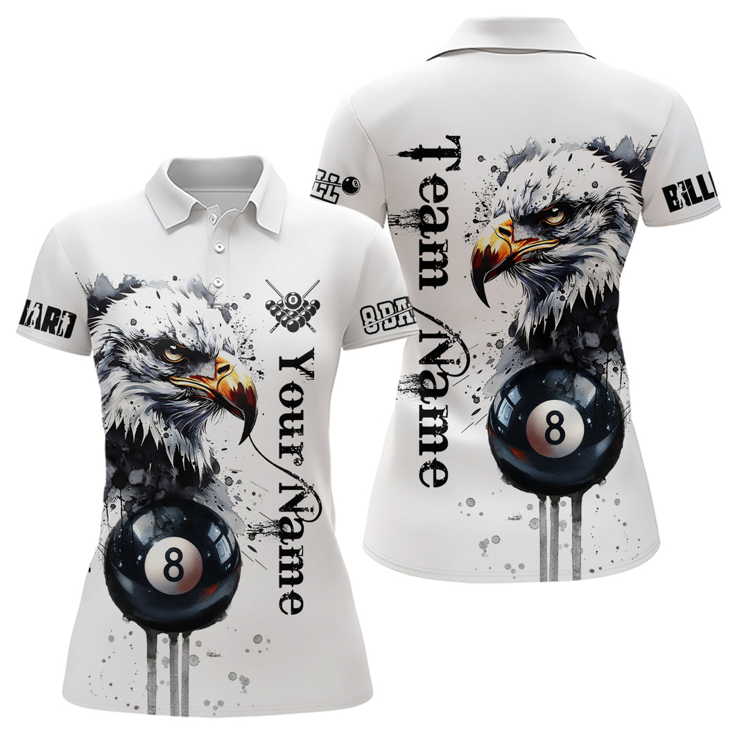 Eagle Pool 8 Ball Watercolor Billiard Polo Shirts For Women Custom Name Billiard Shirt Design YYD0070