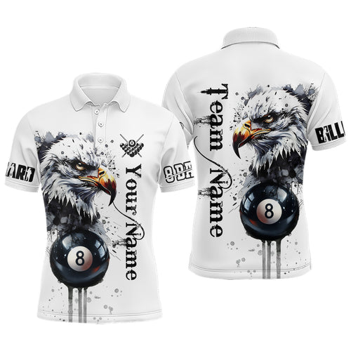 Eagle Pool 8 Ball Watercolor Billiard Polo Shirts For Men Custom Name Billiard Shirt Design YYD0070
