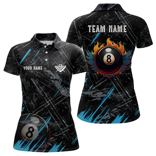 Grunge Ball 8 Billiard Polo Shirts For Women Custom Name Billiard Shirt YYD0071