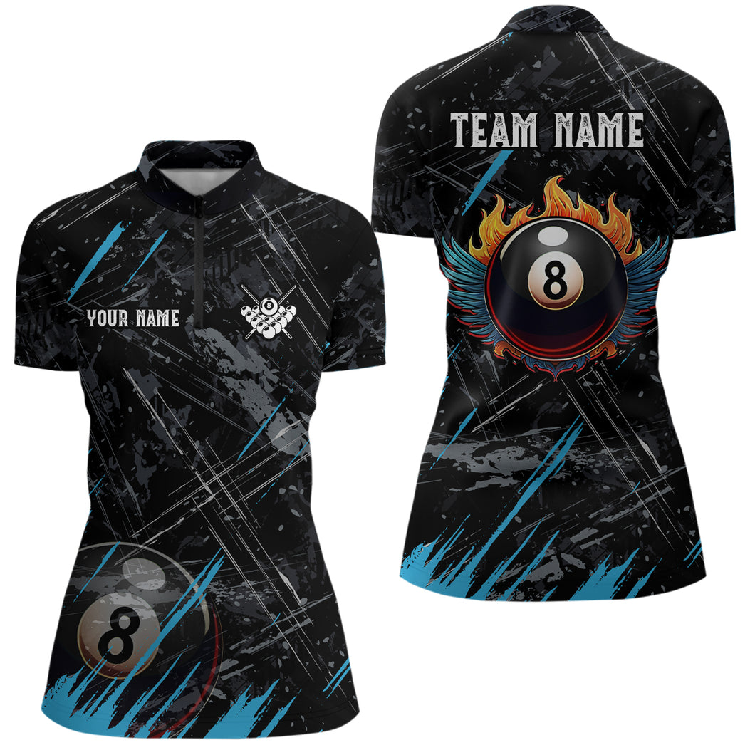Grunge Ball 8 Billiard Billiard Women Quarter-Zip Shirts Custom Name Billiard Shirt YYD0071