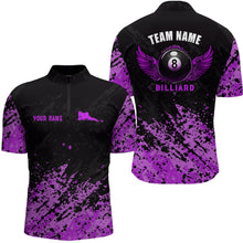 Load image into Gallery viewer, Grunge Texture Ball 8 Billiard Men Quarter-Zip Shirts Custom Name, Billiard Shirt YYD0072