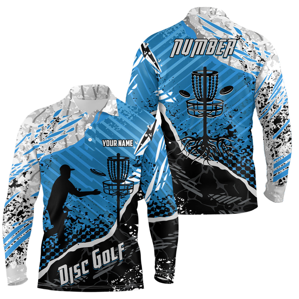 Disc Golf Abstract Grunge Mens Disc Golf Polo Shirt Custom Name And Number Disc Golf Gifts For Men YYD0036