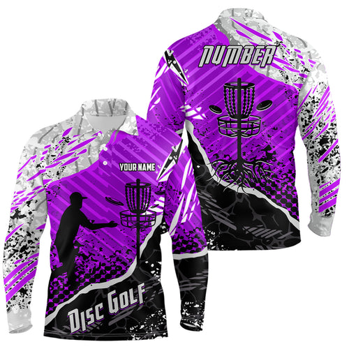 Disc Golf Abstract Grunge Mens Disc Golf Polo Shirt Custom Name And Number Disc Golf Gifts For Men YYD0036