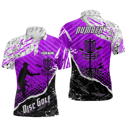 Disc Golf Abstract Grunge Mens Disc Golf Polo Shirt Custom Name And Number Disc Golf Gifts For Men YYD0036