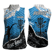 Load image into Gallery viewer, Disc Golf Abstract Grunge Womens Disc Golf Sleeveless Polo Shirt Custom Name And Number Disc Golf Gifts For Men YYD0036