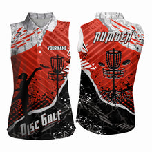 Load image into Gallery viewer, Disc Golf Abstract Grunge Womens Disc Golf Sleeveless Polo Shirt Custom Name And Number Disc Golf Gifts For Men YYD0037