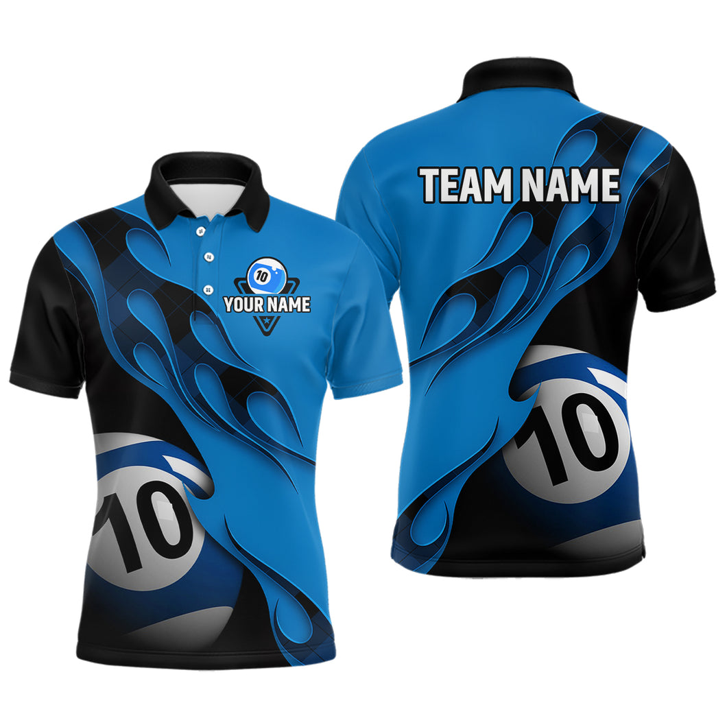 Flame Ball 10 Billiard Polo Shirts For Men Custom Name, Billiard Shirt Design YYD0077