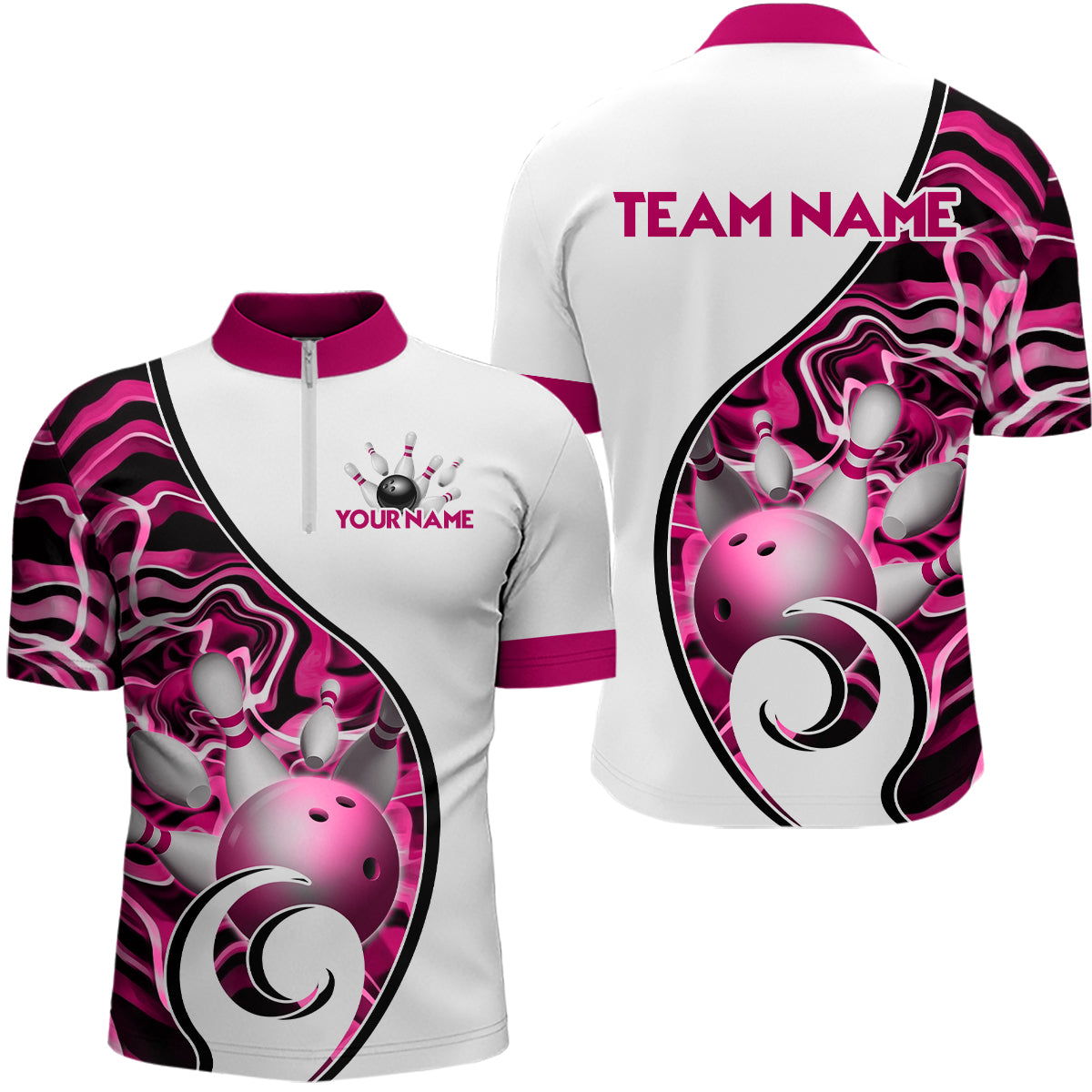 Custom Bowling Team Men Quarter-Zip Shirts - Personalized Abstract Bowling Jersey YYD0079