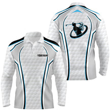 Load image into Gallery viewer, White Golf Ball Texture Golf Polo Shirts For Mens Custom Name, Patriotic Golf Gifts YYD0074