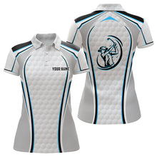 Load image into Gallery viewer, White Golf Ball Texture Golf Polo Shirts For Womens Custom Name, Patriotic Golf Gifts YYD0074