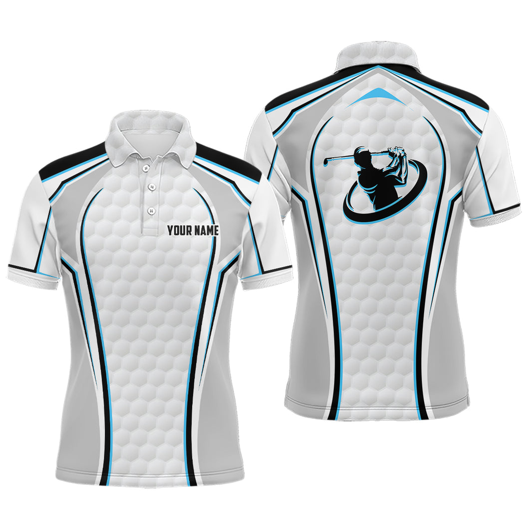 White Golf Ball Texture Golf Polo Shirts For Mens Custom Name, Patriotic Golf Gifts YYD0074