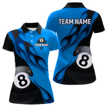 Load image into Gallery viewer, Flame Ball 8 Billiard Polo Shirts For Women Custom Name, Billiard Shirt Design YYD0075