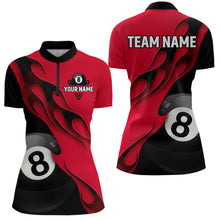 Load image into Gallery viewer, Flame Ball 8 Billiard Women Quarter-Zip Shirts Custom Name, Billiard Shirt Design YYD0075