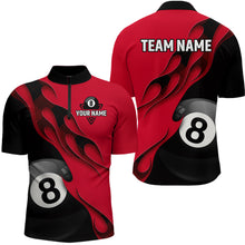 Load image into Gallery viewer, Flame Ball 8 Billiard Men Quarter-Zip Shirts Custom Name, Billiard Shirt Design YYD0075