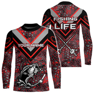 Personalized Bass Fishing Jerseys Shirts, Bass Fishing Camouflage Abstract Shirts Gift | Red YYD0041