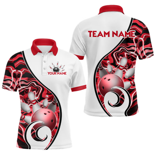 Custom Bowling Team Polo Shirts for Men - Personalized Abstract Bowling Jersey YYD0079
