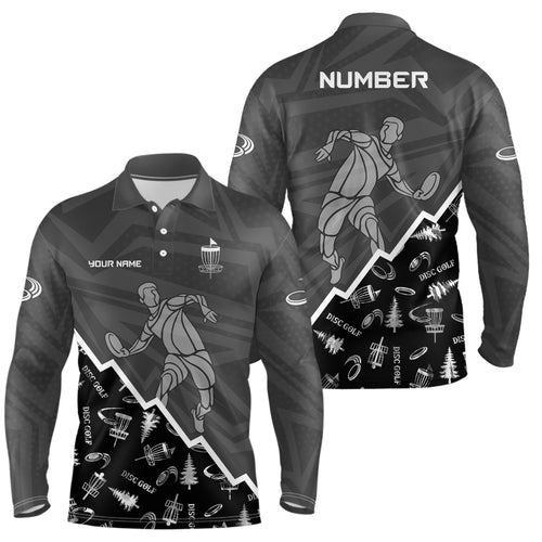 Pattern Color Mens Disc Golf Polo Shirt Custom Name & Number | Blue, Green, Grey YYD0045