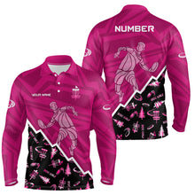 Load image into Gallery viewer, Pattern Color Mens Disc Golf Polo Shirt Custom Name &amp; Number | Pink, Purple, Red YYD0045