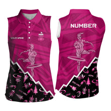 Load image into Gallery viewer, Pattern Color Womens Disc Golf Sleeveless Polo Shirt Custom Name &amp; Number | Pink, Purple, Red YYD0045