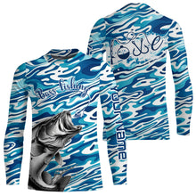 Load image into Gallery viewer, Bass Fishing Love Water Camouflage Customize Shirts For Men And Women Personalized Fishing Gift | Blue YYD0049