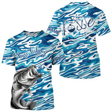 Load image into Gallery viewer, Bass Fishing Love Water Camouflage Customize Shirts For Men And Women Personalized Fishing Gift | Blue YYD0049