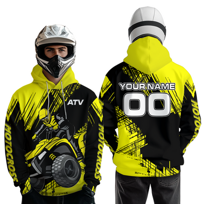 Yellow Custom ATV Motocross Hoodie for Men Women Quad Shirt ATV Riding Hoodie MHATV22