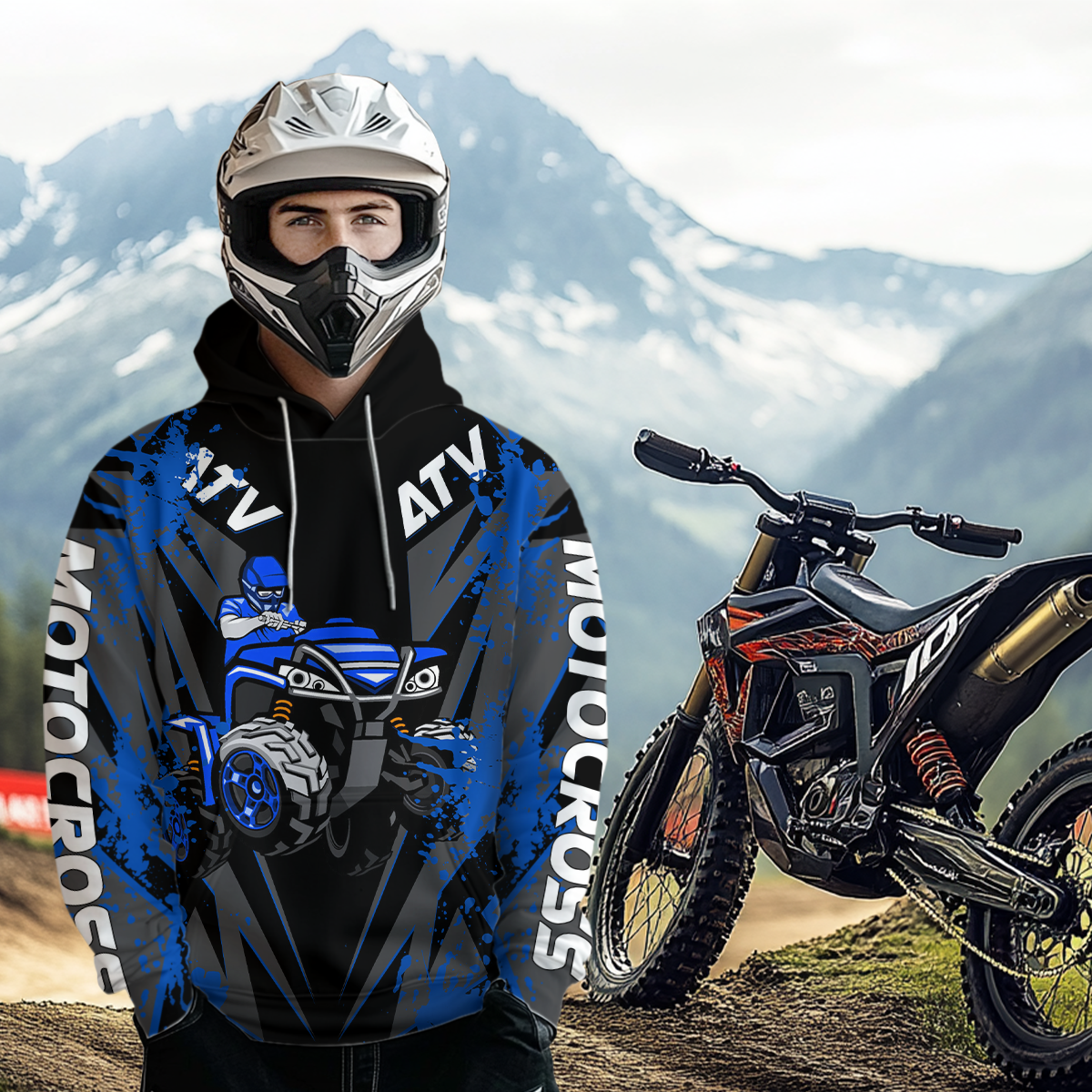 Custom ATV Motocross Hoodie for Adult Men Women Quad Shirt ATV Riding Hoodie MHATV17