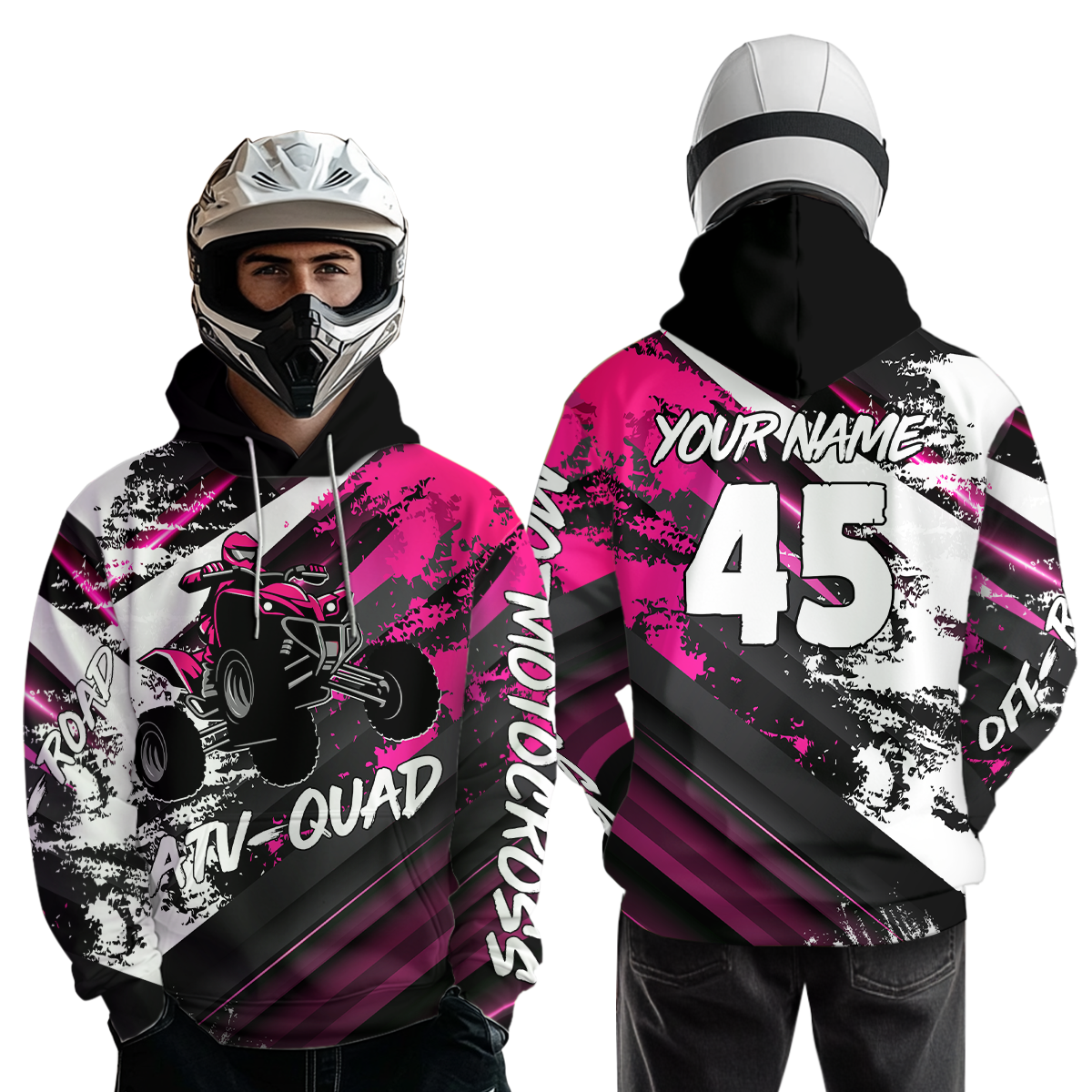 Pink Custom ATV Motocross Hoodie Men Women Quad Shirt ATV Riding Hoodie MHATV26