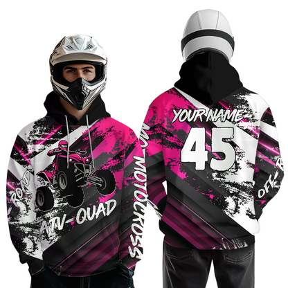 Pink Custom ATV Motocross Hoodie Men Women Quad Shirt ATV Riding Hoodie MHATV26