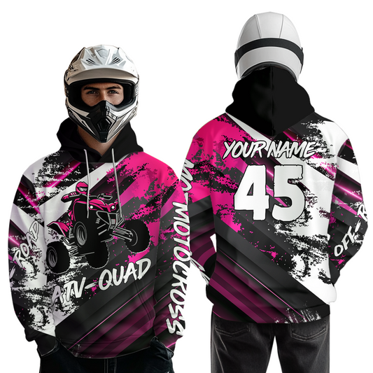 Pink Custom ATV Motocross Hoodie Men Women Quad Shirt ATV Riding Hoodie MHATV26