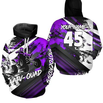 Purple Custom ATV Motocross Hoodie Men Women Quad Shirt ATV Riding Hoodie MHATV26