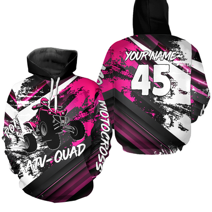 Pink Custom ATV Motocross Hoodie Men Women Quad Shirt ATV Riding Hoodie MHATV26