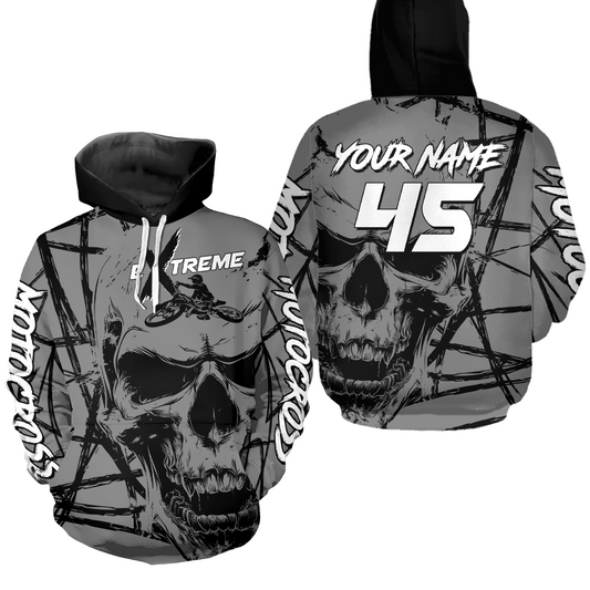 Grey Motocross Hoodie Custom for Men Women Dirt Bike Racing Hoodie Riding Shirt MH159