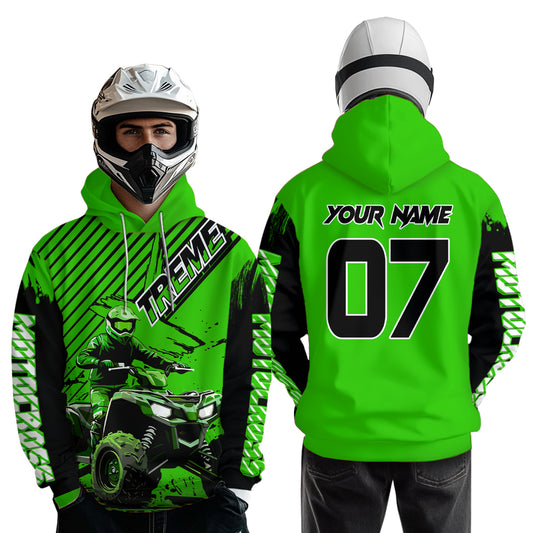 Custom Green ATV Racing Hoodie UPF30+ Motocross Hoodie Men Women Extreme Riding Sweatshirt for Kids MHT200