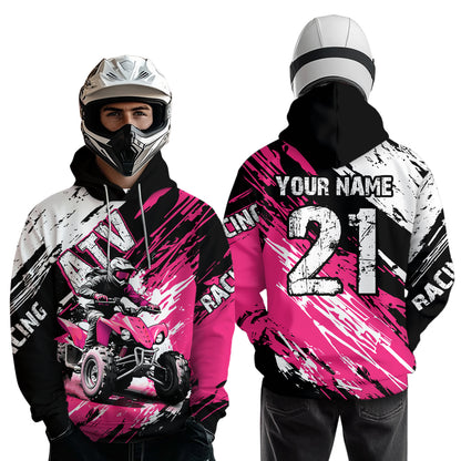 Pink Atv Motocross Hoodie Custom Off-Road Quad Bike Hoodies For Men Women Kid Youth NHN006
